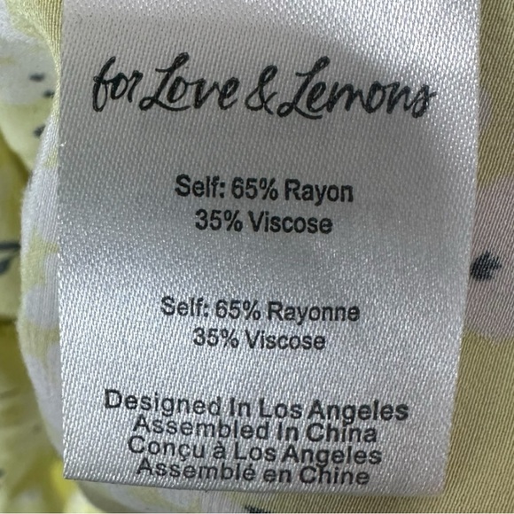 For Love & Lemons Chrysanthemum Mini Dress Lemonade Yellow Floral Medium - Picture 15 of 16